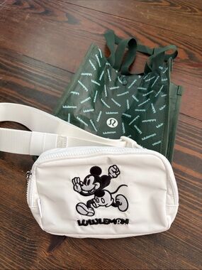 lululemon athletica White Mickey Embroidered Belt Bag. NWOT